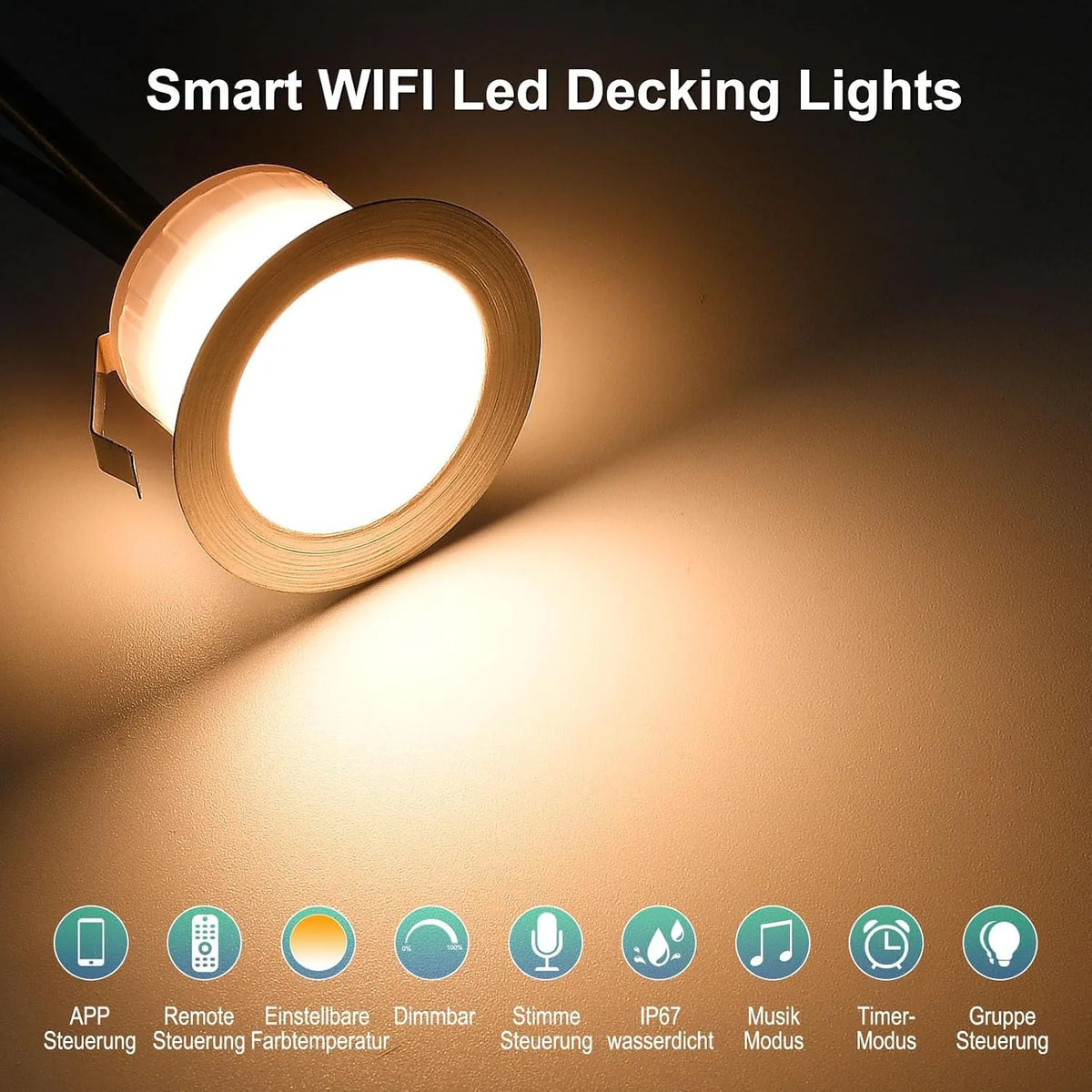 Bluetooth LED Vgradna Talna Svetilka 4,5 cm 10 Kosov