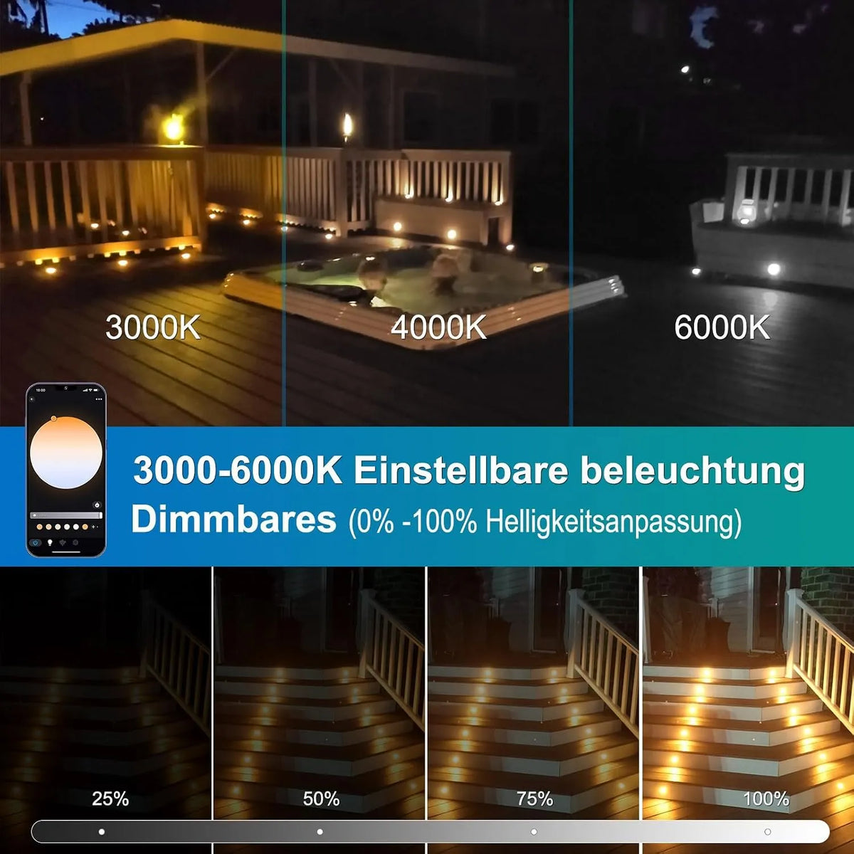 Bluetooth LED Vgradna Talna Svetilka 4,5 cm 10 Kosov