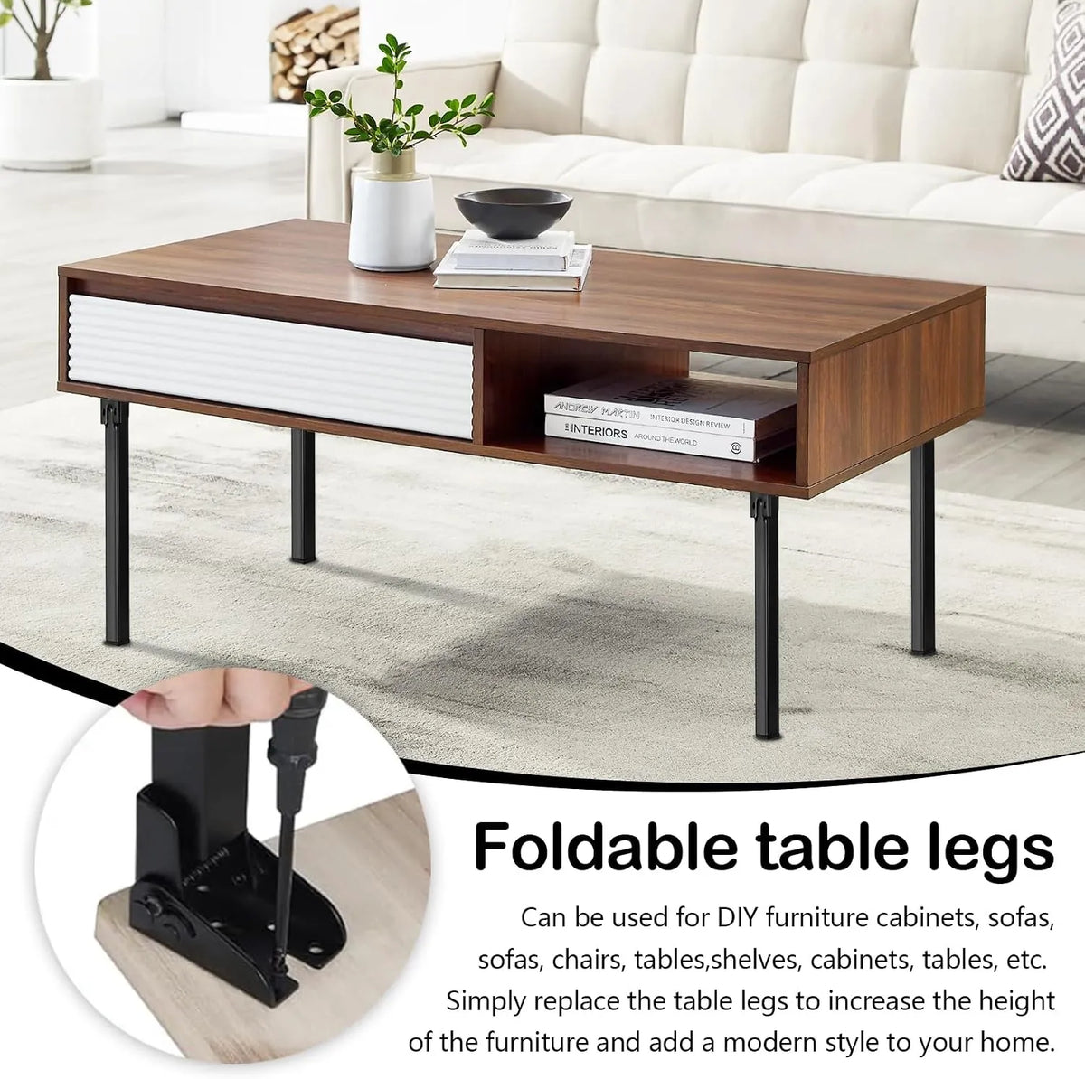 BONJUME Zložljive Kovinske Noge za Mizo 50 cm 4 Kosi