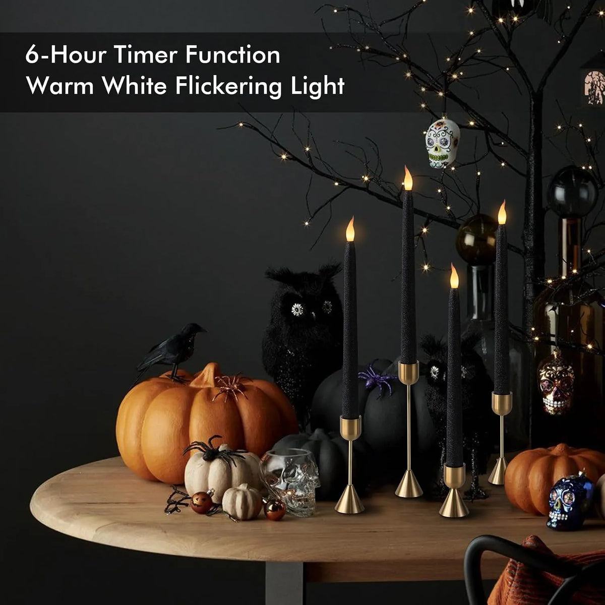 Brezplamenske Koničaste LED Sveče 28 cm, 8 Kosov