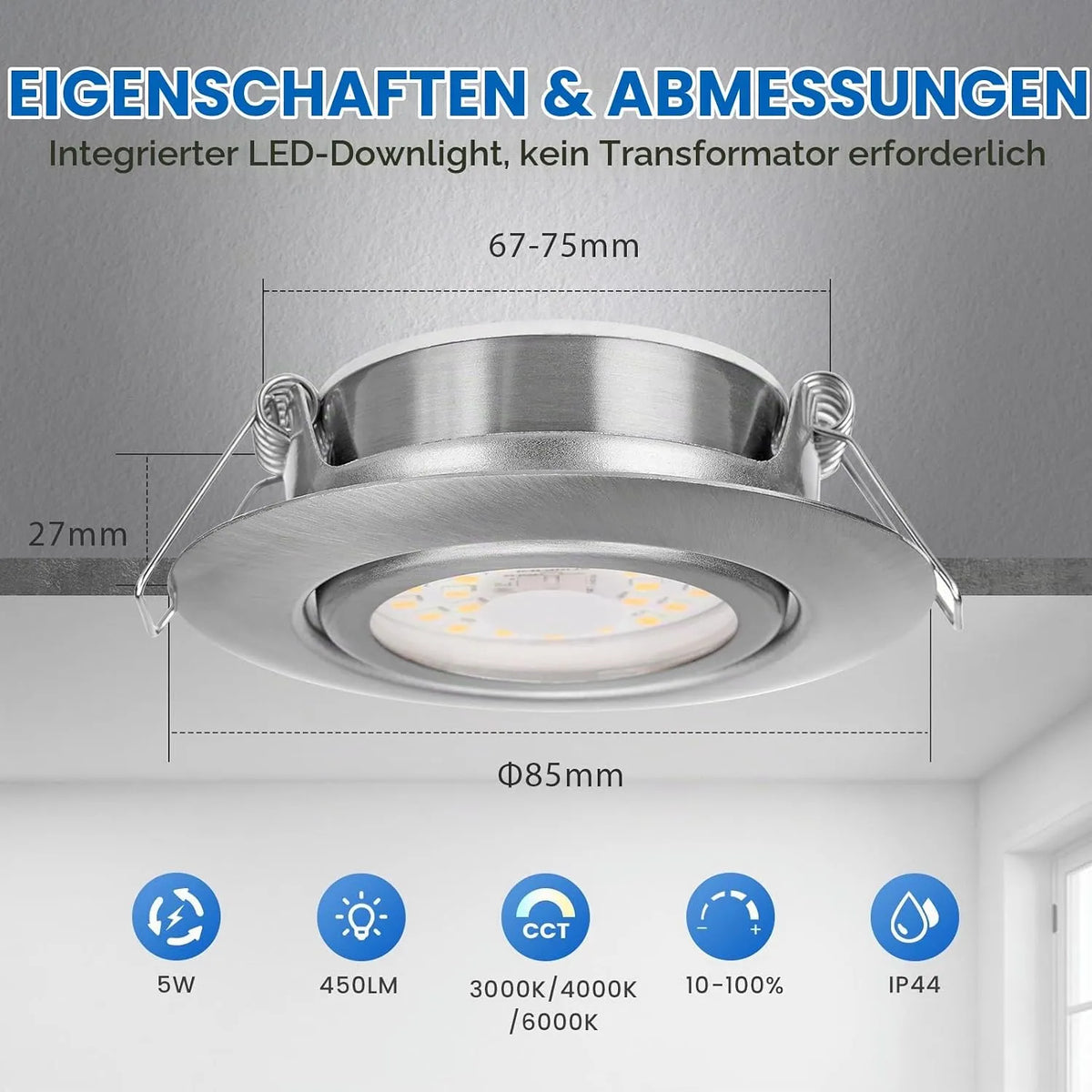 cloksh Vgradne LED Luči 5W IP44 230V B0DG97X3VN