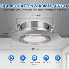 cloksh Vgradne LED Luči 5W IP44 230V B0DG97X3VN