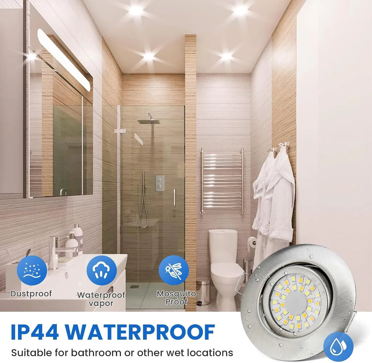 cloksh Vgradne LED Luči 5W IP44 230V B0DG97X3VN