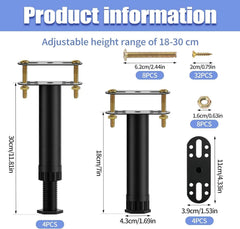 COEWUR Kovinske Noge za Posteljo 18-32 cm 4 Kosi
