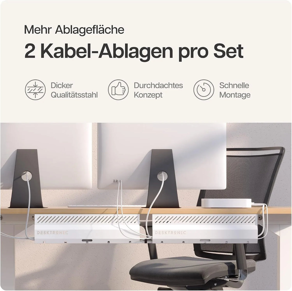 Desktronic Kanal za Kable za Pisalno Mizo 2 Kosa