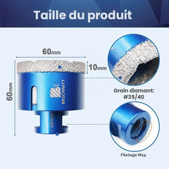 Diamantna Kronska Žaga za Keramiko in Granit M14 60 mm