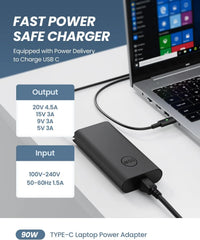 DINTYOU Napajalnik za Prenosnik USB-C 90W 2 Kosa