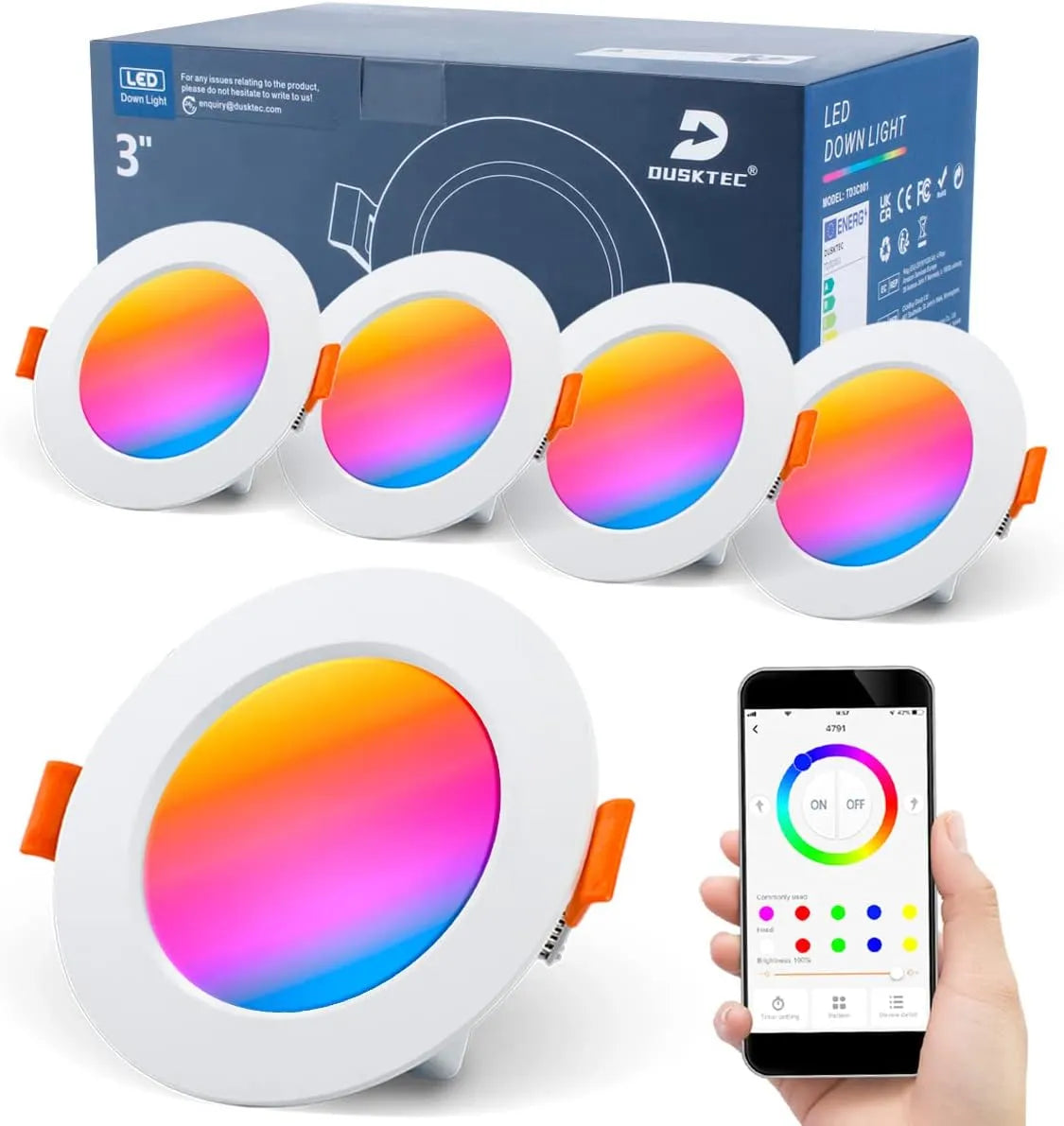DUSKTEC Vgradna LED Svetilka RGB 12,2 cm 4 Kosi