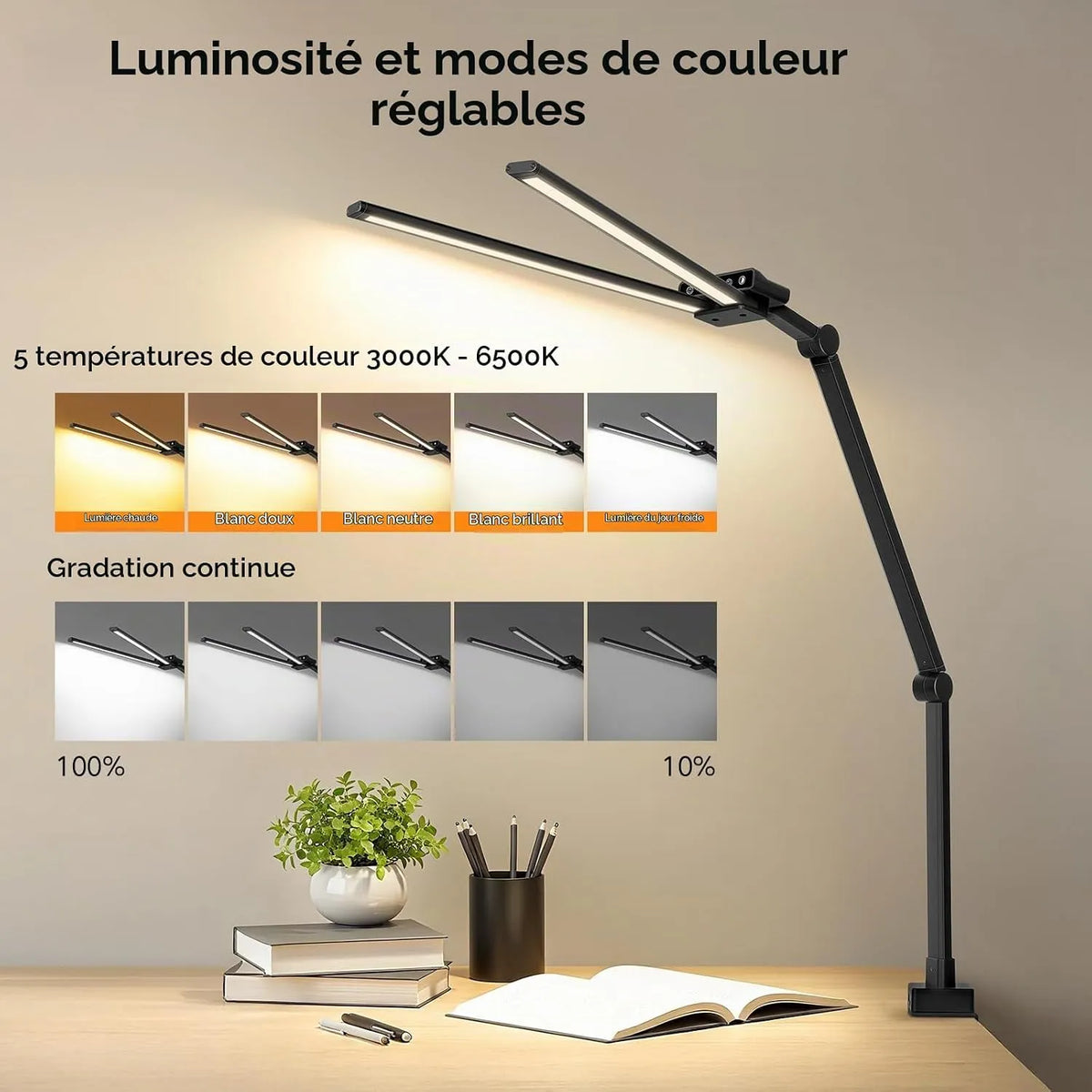 Dvojna LED Namizna Svetilka 75 cm