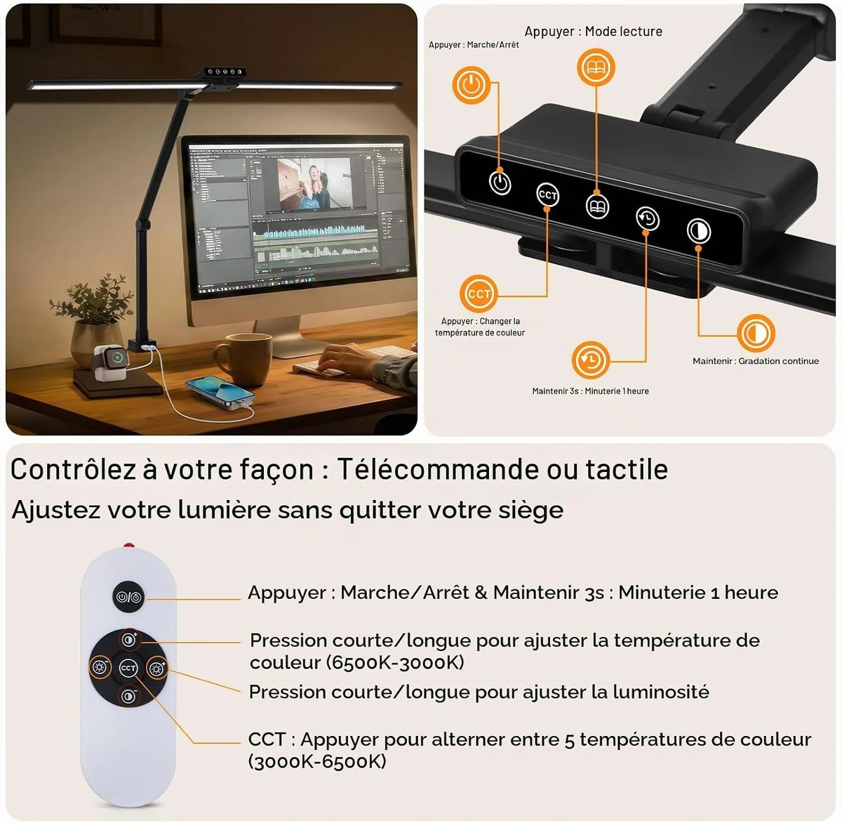 Dvojna LED Namizna Svetilka 75 cm