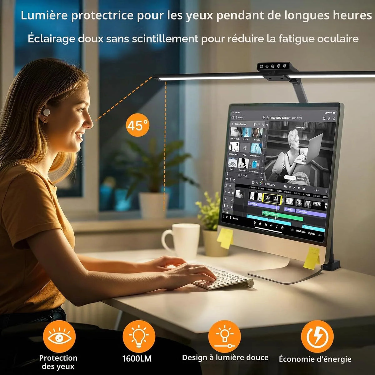 Dvojna LED Namizna Svetilka 75 cm