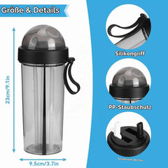 Dvojna Steklenica za Vodo s Slamico 600 ml