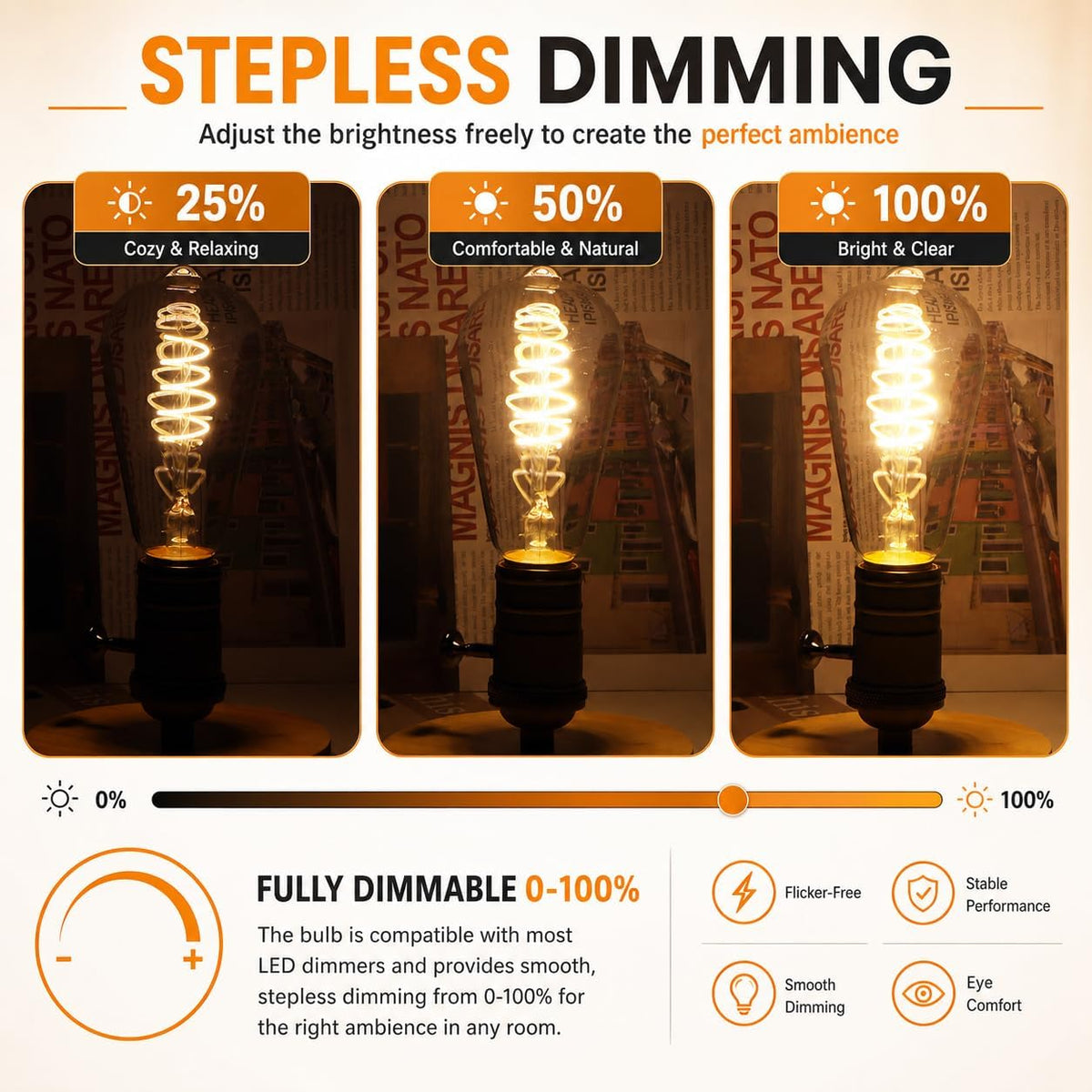 E27 LED Vintage Žarnica ST64 Dimmbar