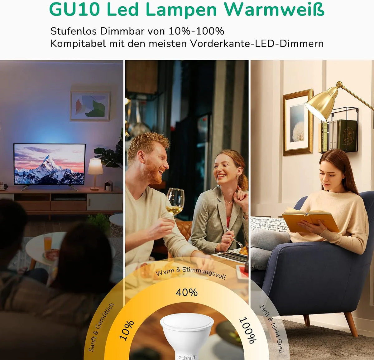 EDISHINE GU10 LED Sijalke Dimmable 5W 10 Kosov