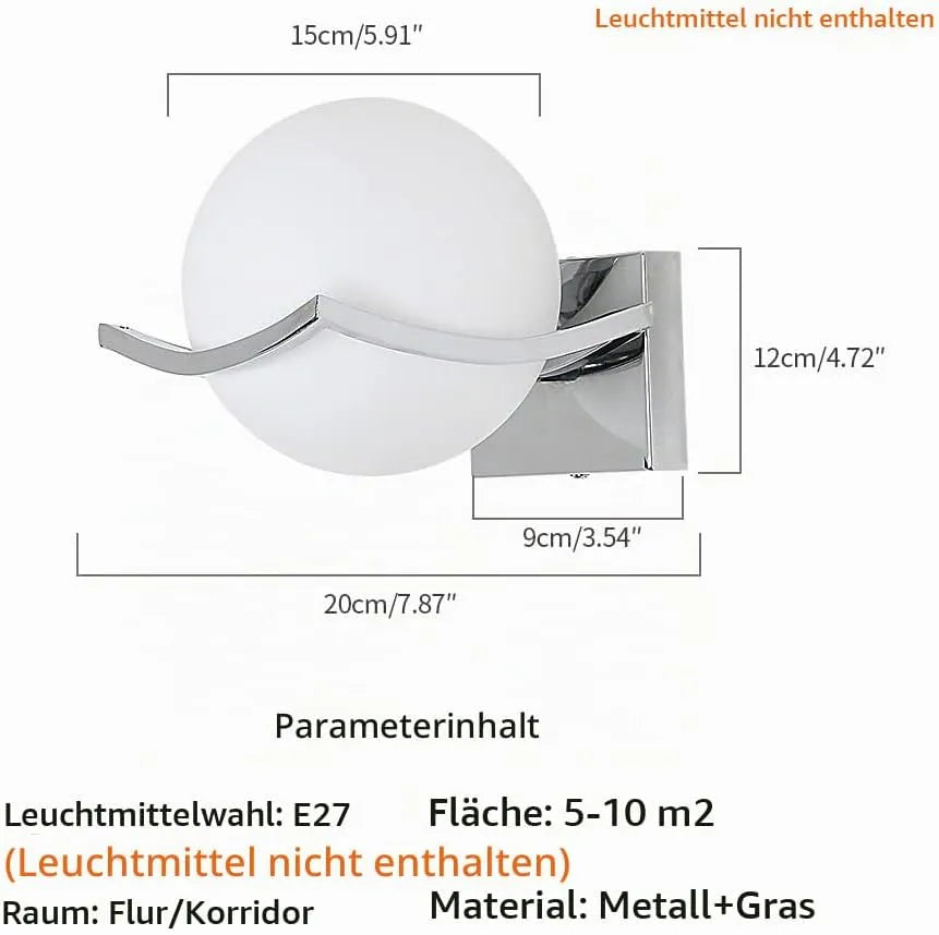 Ego Mall Stenska LED Svetilka Steklena Krogla 15 cm
