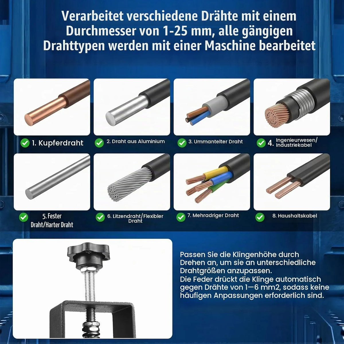 Električni in Ročni Stroj za Lupljenje Kablov 1–25 mm