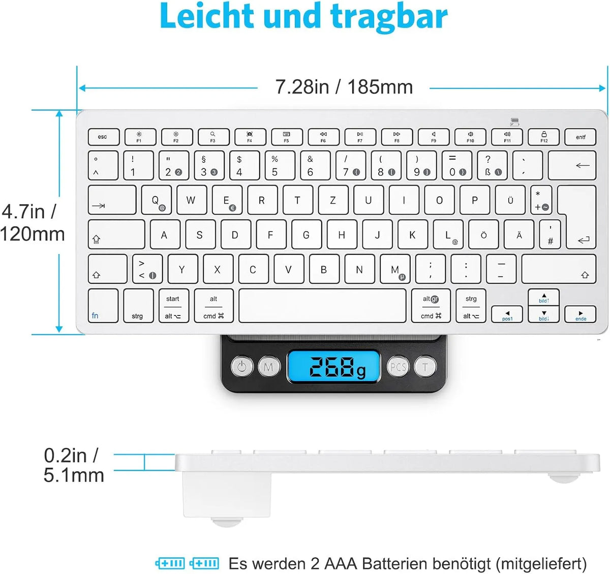 Emetok Brezžična Bluetooth Tipkovnica za iPad 28.4 x 11.9 cm