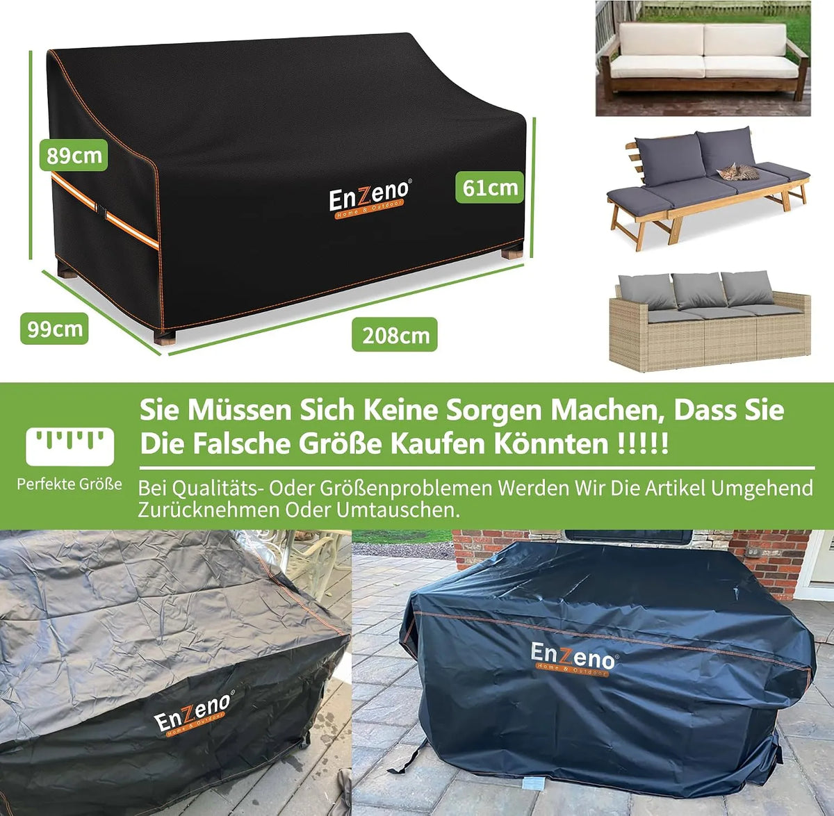 Enzeno Prevleka za Vrtni Kavč 208 x 99 x 89 x 61 cm