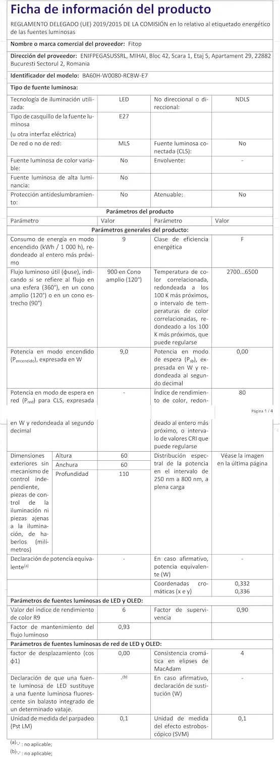 Fitop Pametna LED Sijalka E27 9 W
