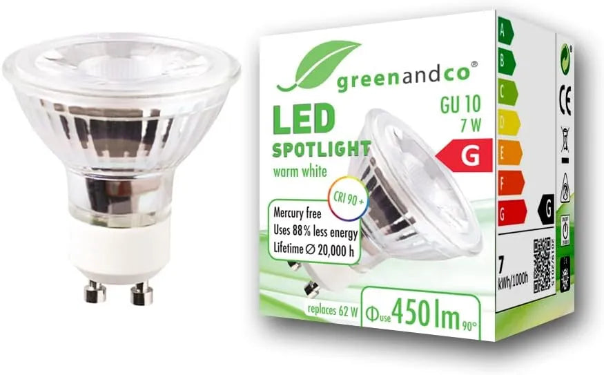 greenandco LED Sijalka GU10 7W 1 Kos