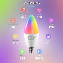 GY Pametna LED Sijalka E14 RGB 6 Kosov