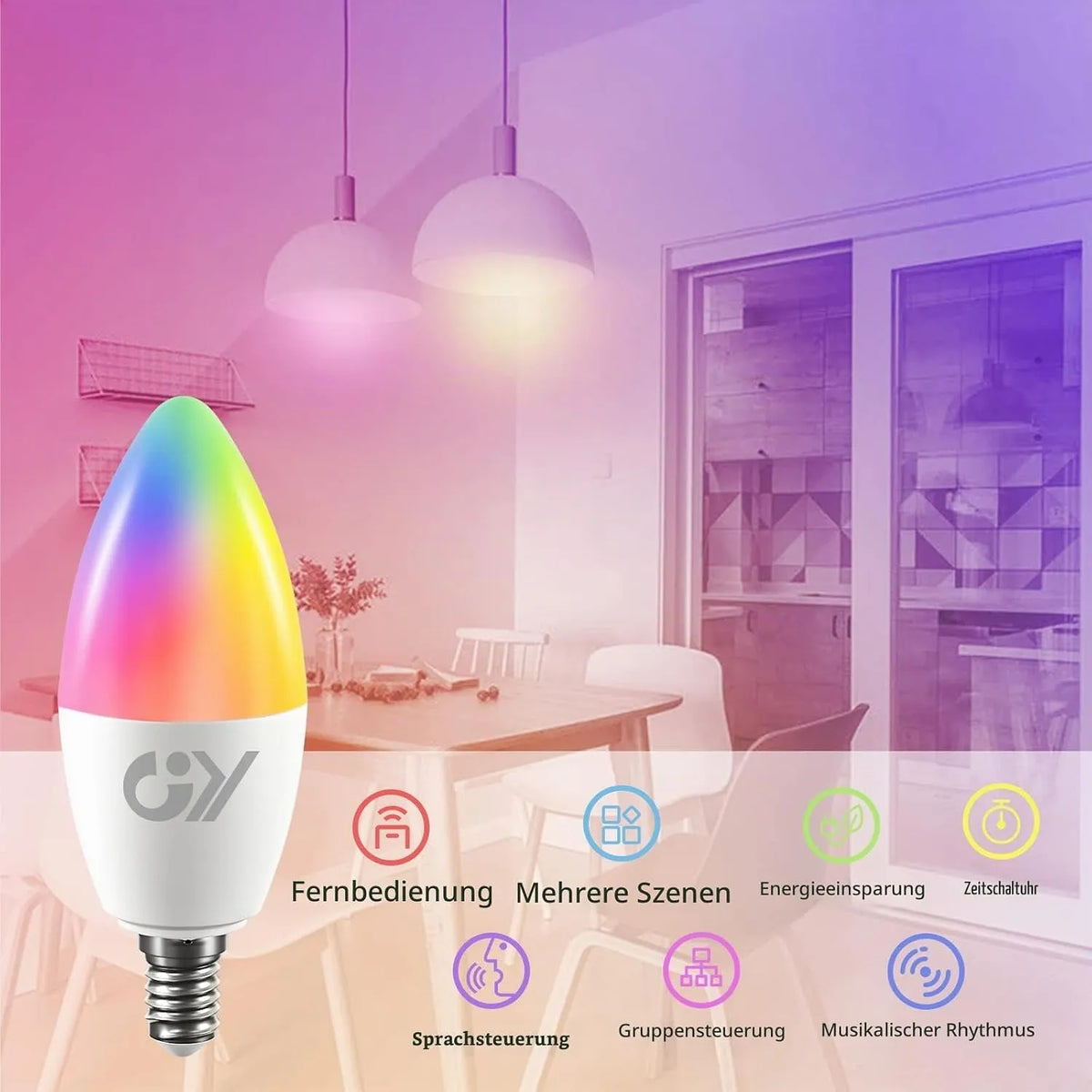 GY Pametna LED Sijalka E14 RGB 6 Kosov