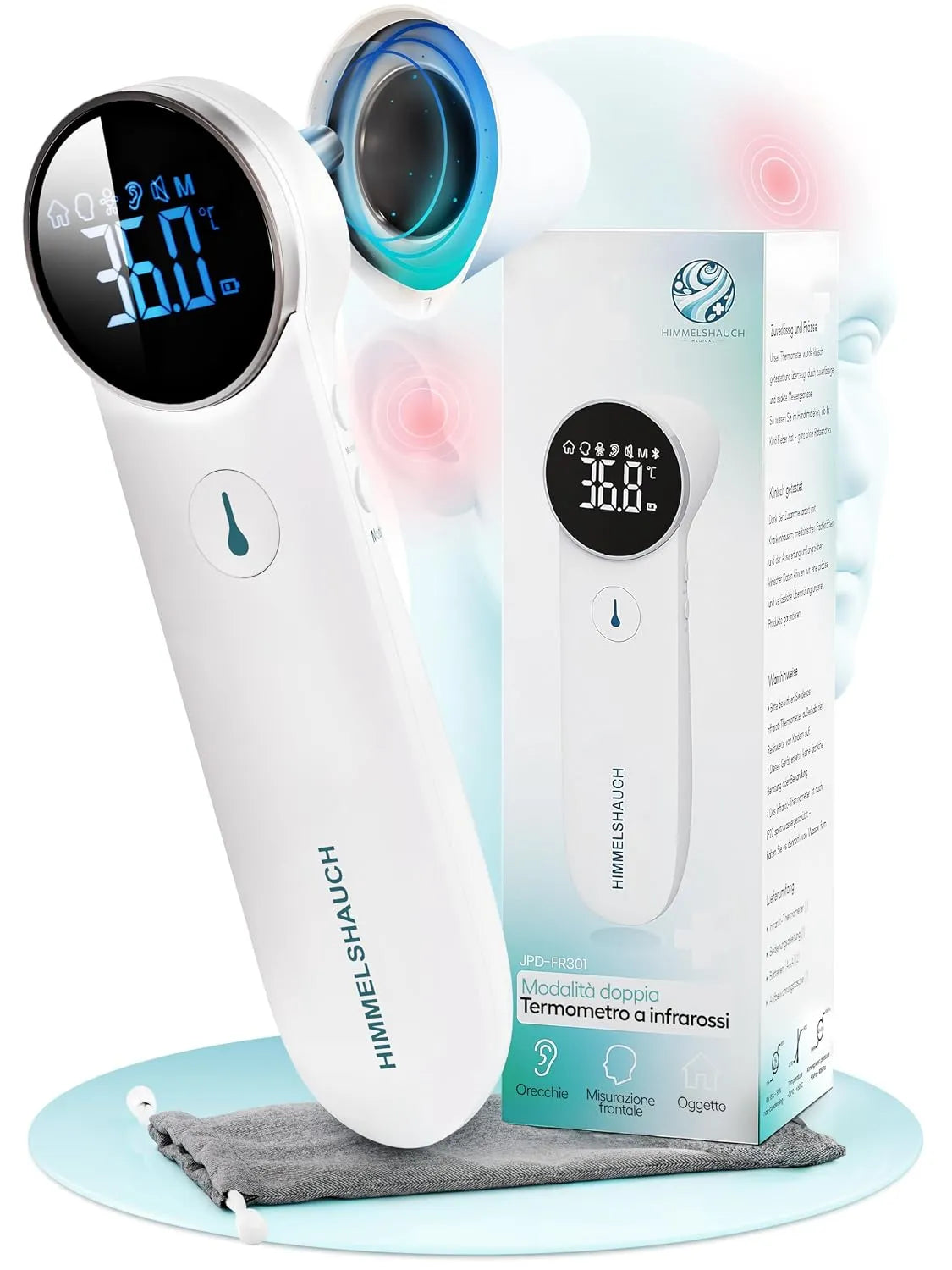 HIMMELSHAUCH MEDICAL Ušni in Čelni Infrardeči Termometer 17 cm