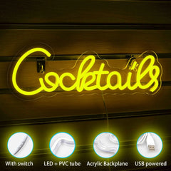 Horseneon LED Neonski Napis Cocktails 42 x 14,5 cm