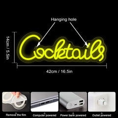 Horseneon LED Neonski Napis Cocktails 42 x 14,5 cm