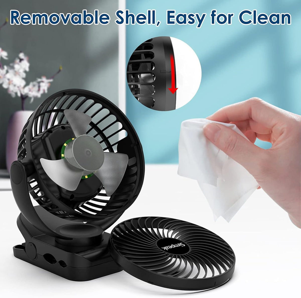 USB Namizni Ventilator za Kampiranje s Sponko