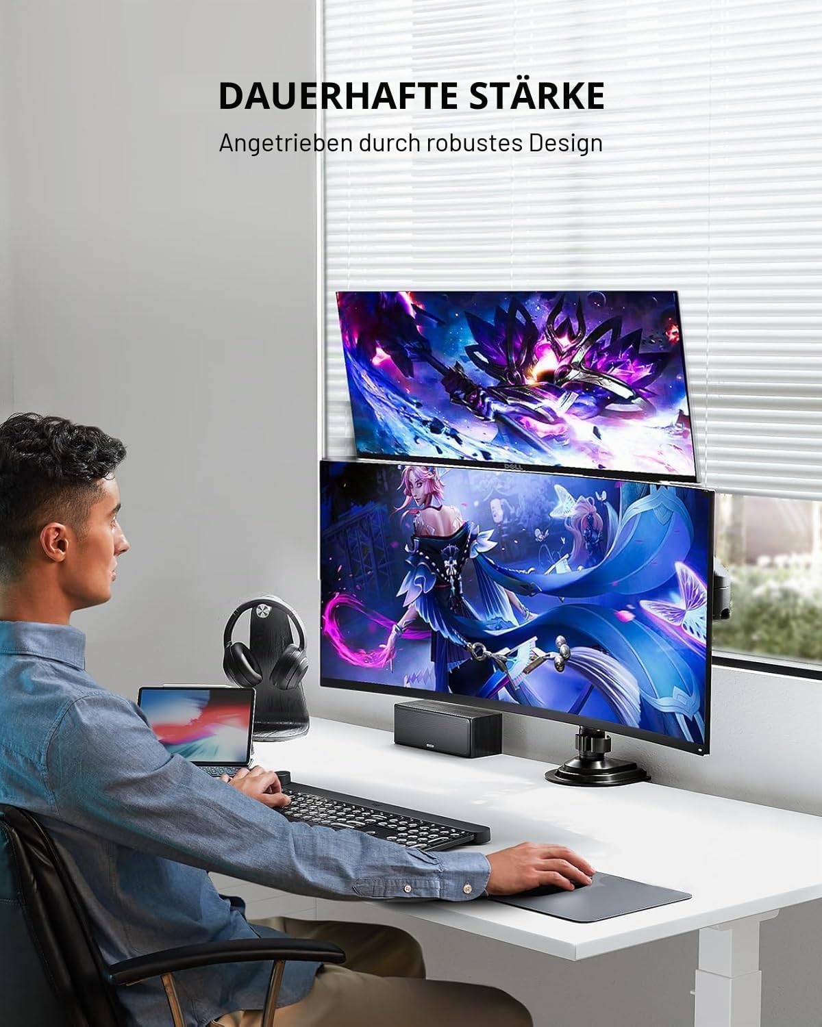 HUANUO Dvojno Namizno Držalo za Monitorje 33–81 cm