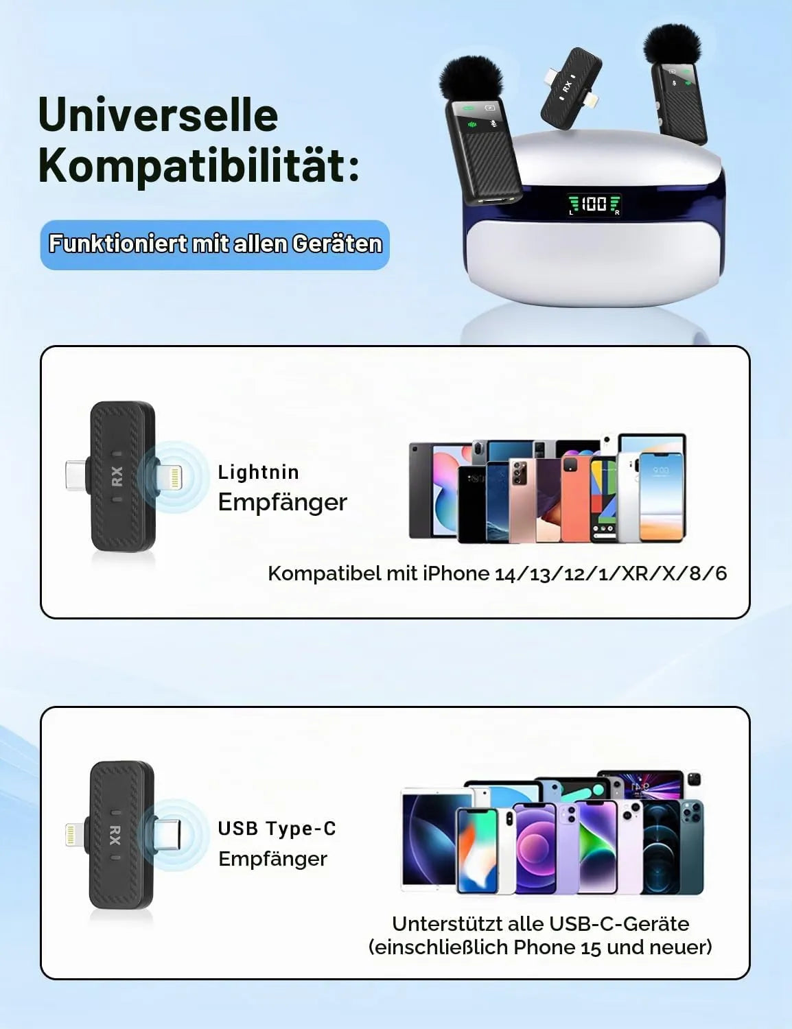 HUIYOU Brezžični Lavalier Mikrofon za Pametne Telefone 1 Kos