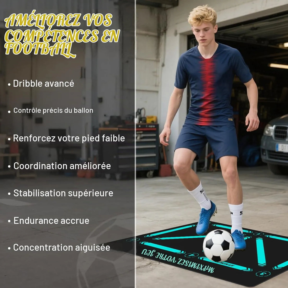 HYKOIUU Nogometna Podloga za Trening 90 x 60 cm