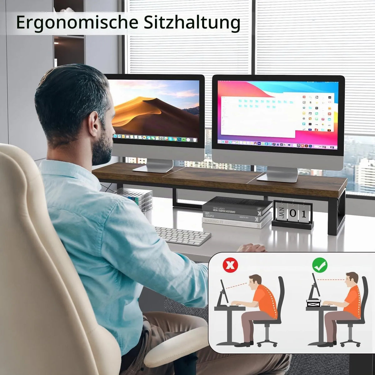 IBUYKE Dvojno Stojalo za Monitor 97 cm
