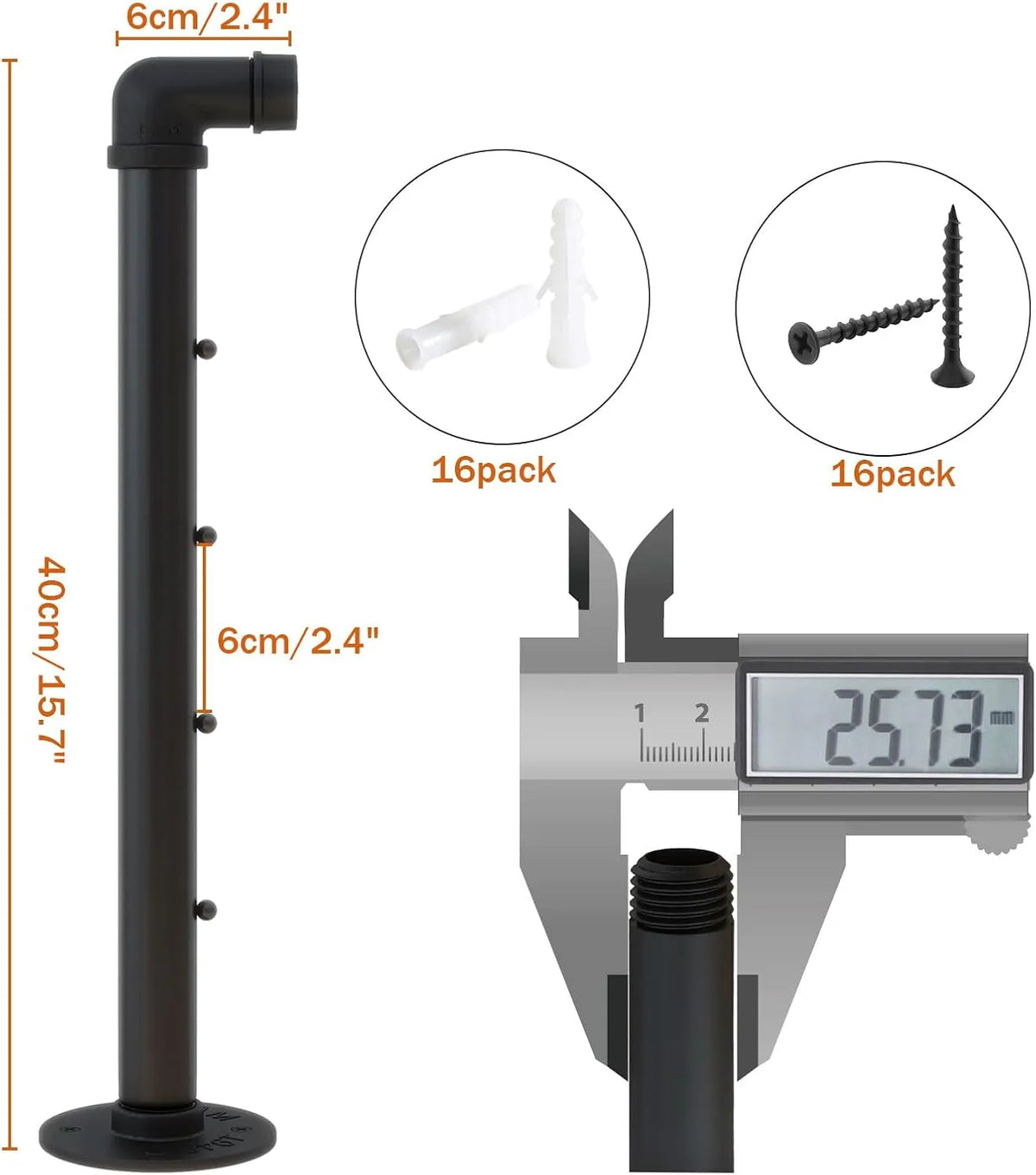IBUYKE Stensko Obešalo za Oblačila 40 cm 4 Kosi