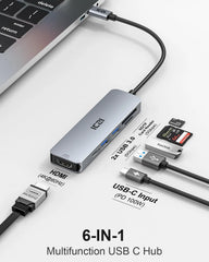 ICZI USB C Hub Razdelilnik 6v1 1 Kos