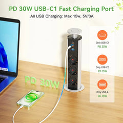 Izvlečna Vgradna Vtičnica z USB Priključki 1.8 m