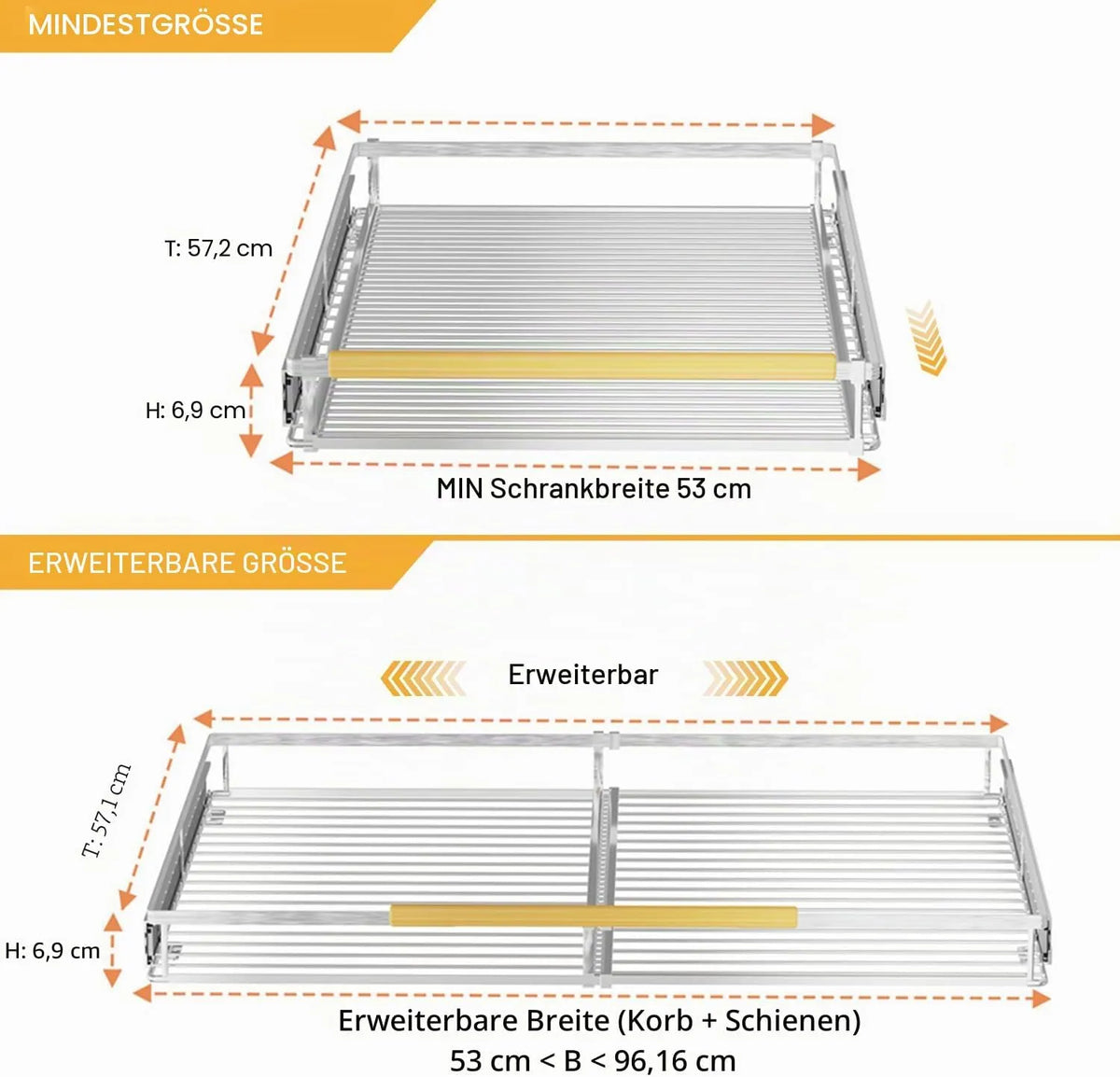 Izvlečni Organizator za Omare Raztegljiv 52–96 cm 3 Kosi