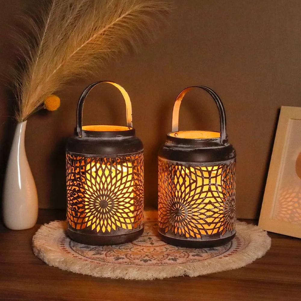 JHY DESIGN Kovinski Svečniki z LED Svečami 2 Kosa