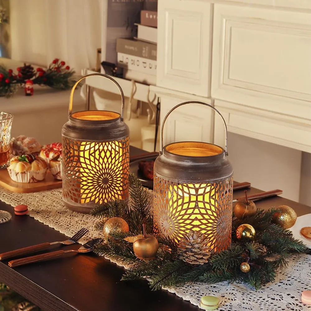 JHY DESIGN Kovinski Svečniki z LED Svečami 2 Kosa