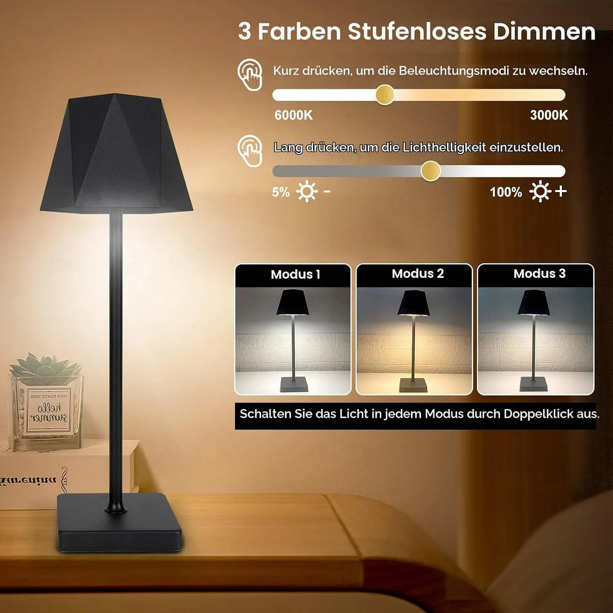 KERNOWO Brezžična Namizna LED Svetilka 1 Kos
