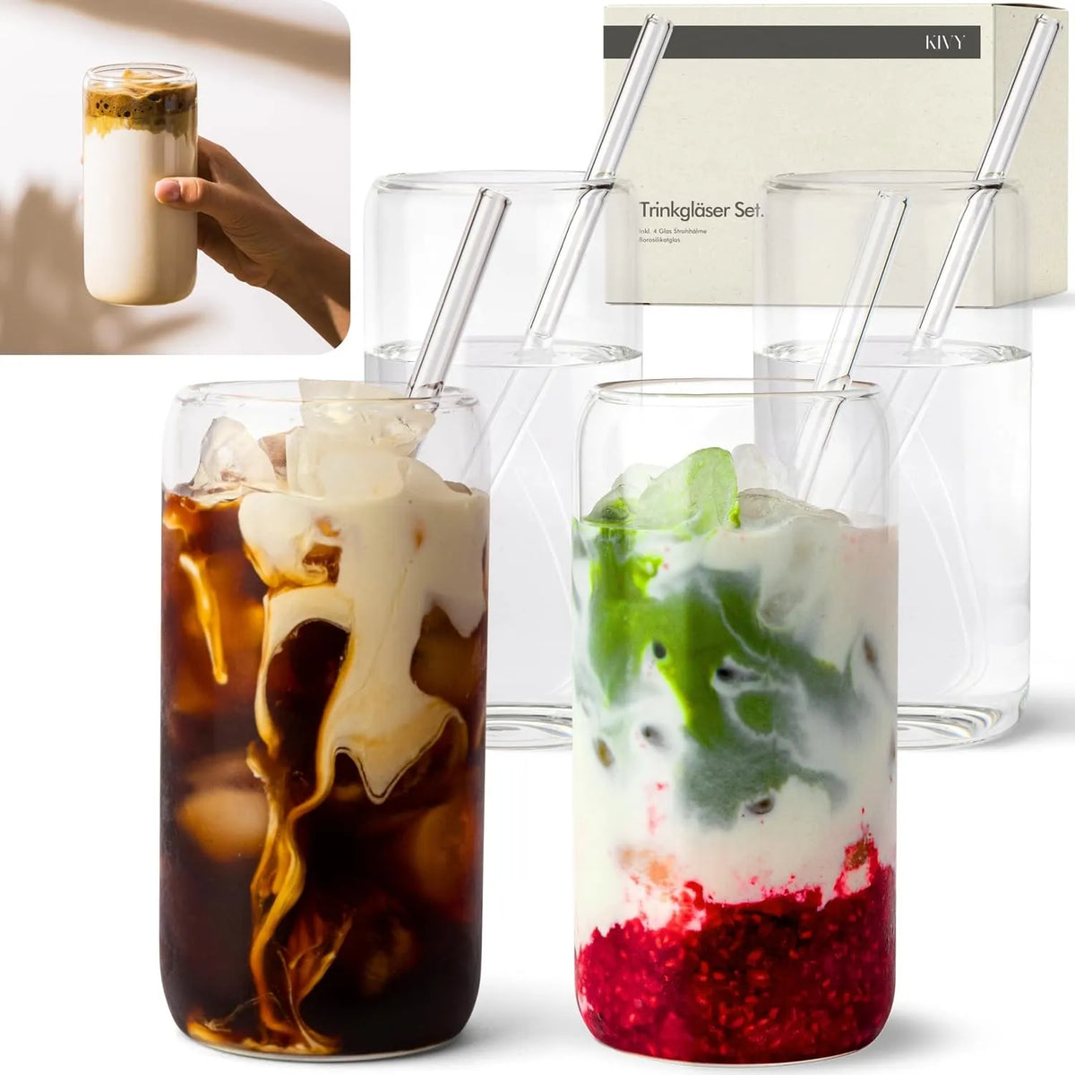 KIVY 4-delni Set Kozarcev s Slamicami 450 ml B0CVXZGDHY