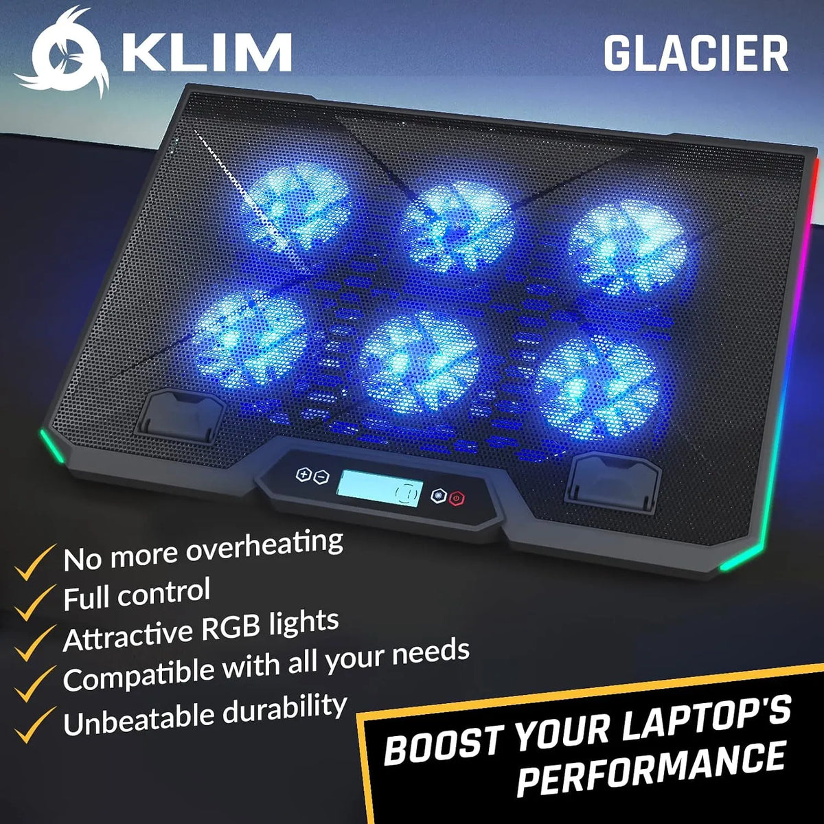 KLIM Hladilno Stojalo za Prenosnik z RGB Osvetlitvijo