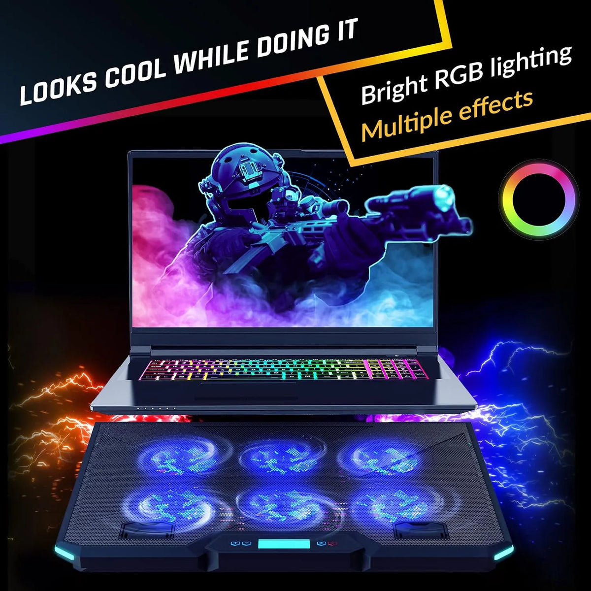 KLIM Hladilno Stojalo za Prenosnik z RGB Osvetlitvijo