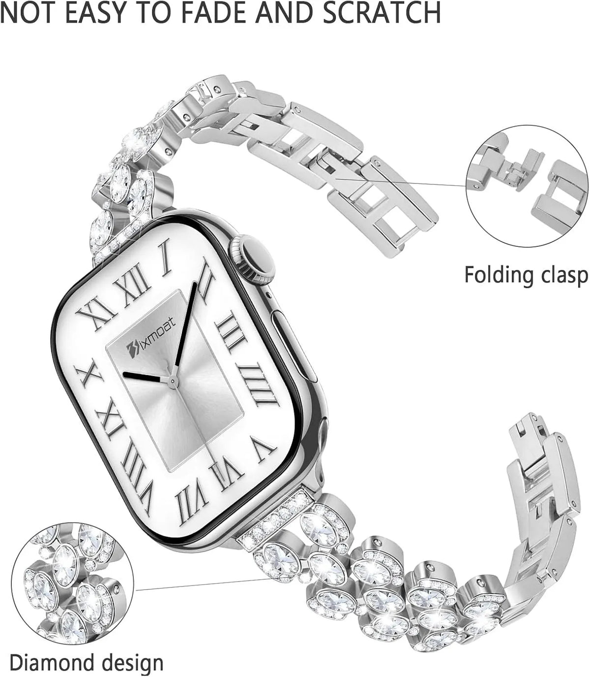 Kovinski Pašček za Apple Watch Ženski Zapestnica z Diamanti