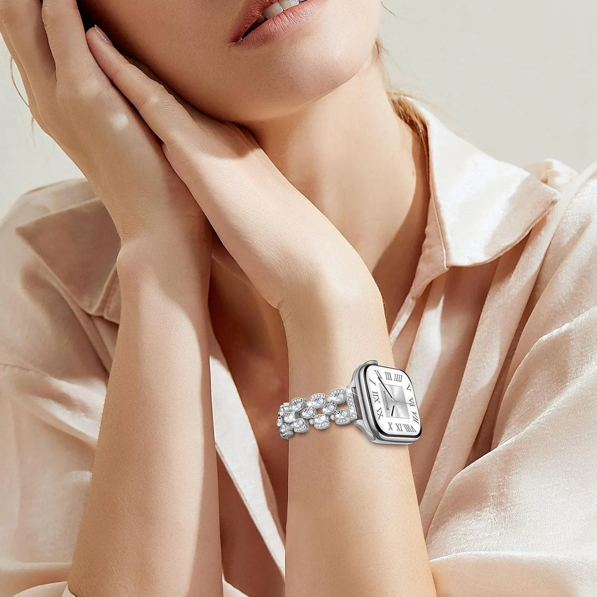 Kovinski Pašček za Apple Watch Ženski Zapestnica z Diamanti