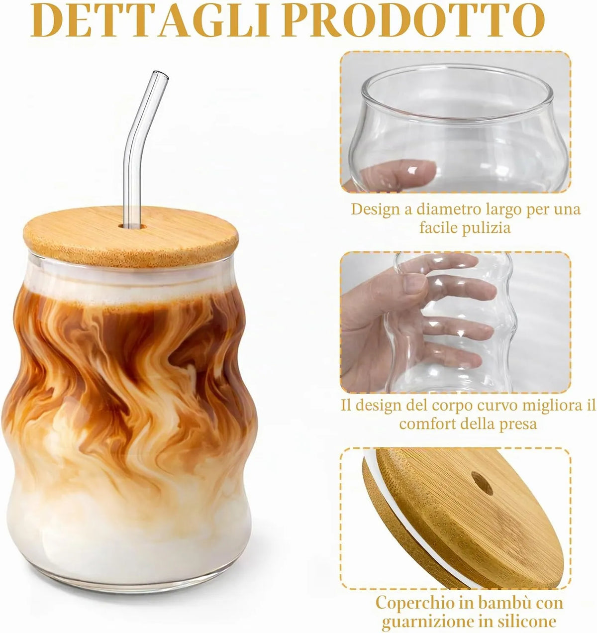 Kozarci z Valovitim Vzorcem 530 ml 2 Kosa