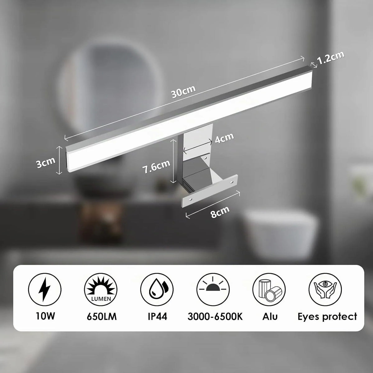 KYOTECH LED Kopalniška Svetilka za Ogledalo 30 cm