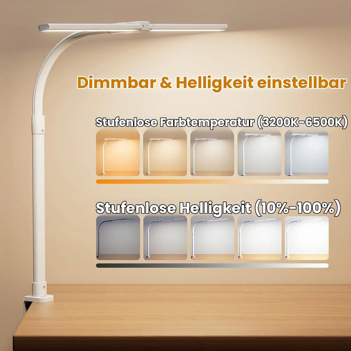 LED Namizna Svetilka z Dvojno Glavo 76 cm