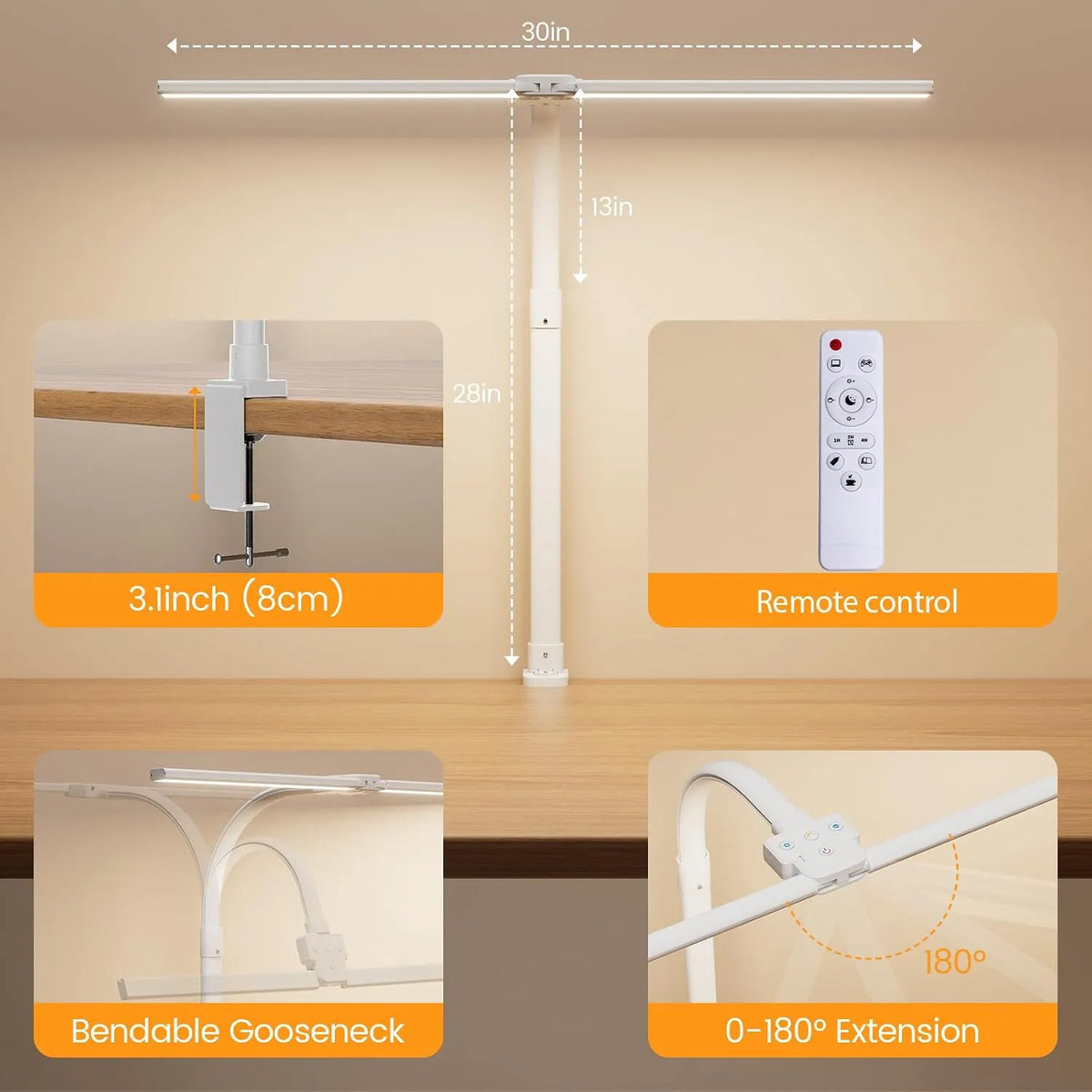 LED Namizna Svetilka z Dvojno Glavo 76 cm